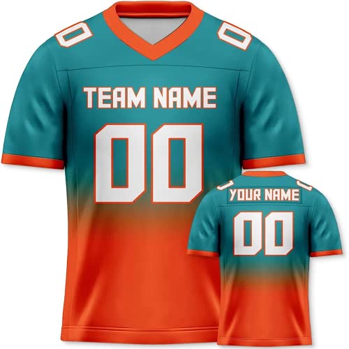 Custom Football Jersey Football Fans Gift for Men Women Youth Printed Team Name and Number (11_Blue-Orange)
