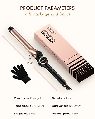 Curling Iron 1 Inch Barrel, Long Barrel Curling Wand For Hair, Ceramic Tourmaline Hair Curling Iron Dual Voltage #TOP6