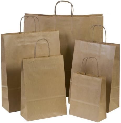 We Can Source It Ltd - Decomposable Brown SOS Kraft Paper Party Bag with Twist Handles - Medium Size Paper Bag - Fully Compostable & Biodegradable - For Indian Chinese Takeaway - 50Pc