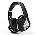 August EP640 Bluetooth Wireless Stereo NFC Headphones with 3.5mm Wired Audio In, Rechargeable Battery, NFC Tap To Connect and Built-in Microphone - Black