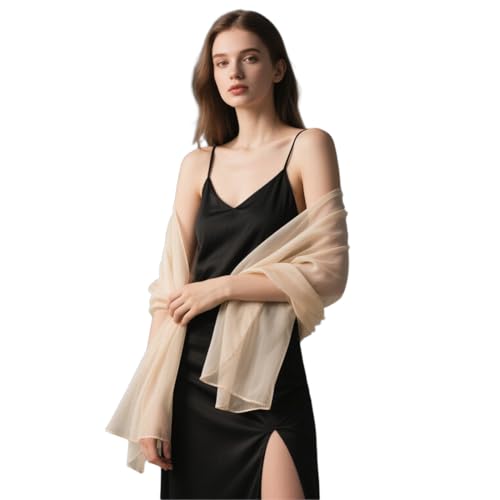 JEYORZY Cachecol xaile para mulher, festa cachecol xale, mulher cachecol, estolas elegantes, Bege