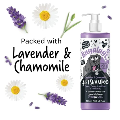 Dog Shampoo by Bugalugs lavender & chamomile 4 in 1 dog grooming shampoo products for smelly dogs with fragrance, best puppy shampoo, Vegan pet shampoo & conditioner - Thumbnail 4