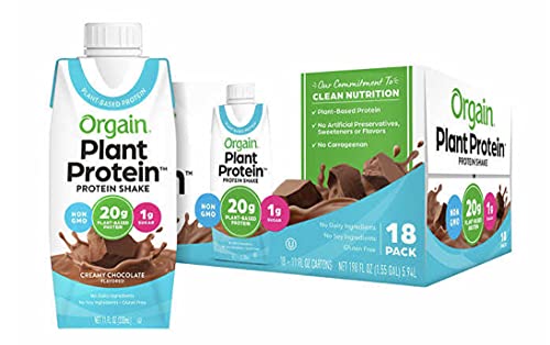 Orgain Organic Vegan Plant Based Nutritional Shake, Smooth Chocolate - Meal Replacement, 16g Protein, 21 Vitamins & Minerals, Non Dairy, Gluten Free, Lactose Free, 11 oz, 12 Count (Packaging May Vary)