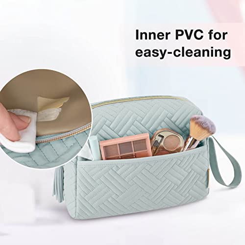 Image of BAGSMART Makeup Bag, Cosmetic Bag for Purse,Travel Make Up Pouch,Water-resistant Toiletry Bag Elegant Roomy, Makeup Accessories Organizer, Light Blue