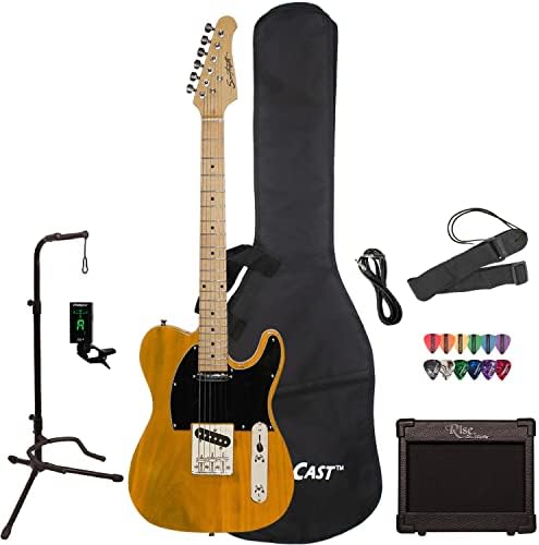 Sawtooth ET Series Electric Guitar Kit, Butterscotch with Black Pickguard - Includes Amp and Accessories