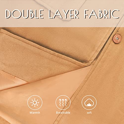 Women's Notch Lapel Pea Coats Casual Trench Coats Hidden Buttons Mid-Long Winter Coats Camel X-Large #TOP2