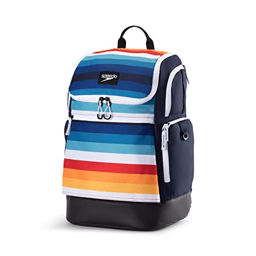 Speedo Large Teamster Backpack 35-Liter, Sodalite Blue Stripe 2.0, One Size