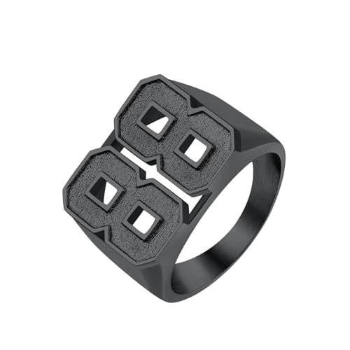 FindChic Customizable Initial Ring Statement 18K Gold Plated Fashion Cuff Rings for Women Alphabet Letter A to Z Resizable Knuckle Ring (with Gift Box) custom number (black) customized