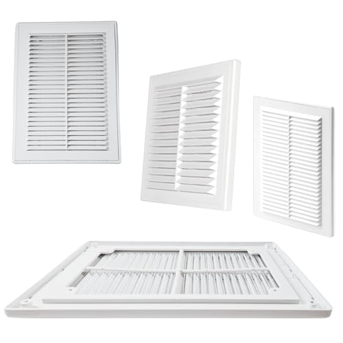 MYPURECORE White Air Vent Cover, Durable Louvre Grill with Insect Mesh, Wall Vents for Homes Sheds, Tumble Dryers & Doors