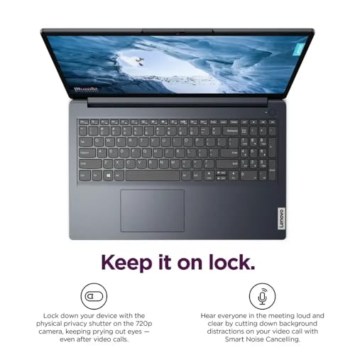 Image of Lenovo IdeaPad 1 15.6 inch FHD Laptop, with Free Lifetime Microsoft Office 2024, AMD Ryzen 3 7320U, 4GB RAM, 256GB SSD, Windows 11 Pro, Abyss Blue, Wi-Fi 6, with Docking Station