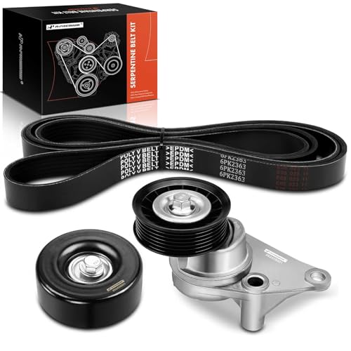 A-Premium Engine Serpentine Belt Drive Kit Compatible with Chevy, GMC, Cadillac & Hummer Vehicles - 2002-2008 - Silverado Express 1500 2500 3500, Suburban, Tahoe, Savana, Yukon, H2, Escalade & More