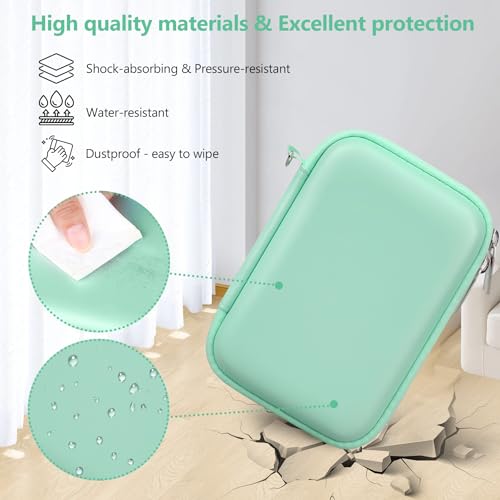 Image of Camera Case for Canon PowerShot ELPH 360 HS A, IXY 650 /ELPH 360 Camera Protective Case Storage Holder Travel Bag with Wrist Strap, Mesh Pocket for Battery Pack, USB Cable, Light Green