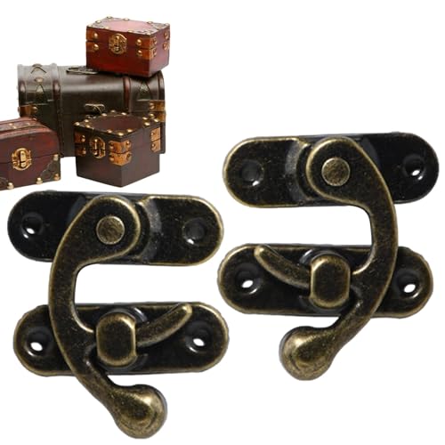 Gancio a scatto antico Hasp Hook | Serratura in legno portagioie Hasp | Stile vintage sinistro e destro gancio fermo | Gancio antico Hasp | 2 pezzi Retro Antico Box | Serratura a scatto per scatola di