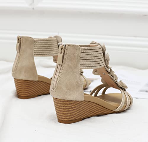 Image of FRALOSHA Wedge Sandals for Women Open Toe Casual Summer Roman High Heel Breathable Beach Sandals