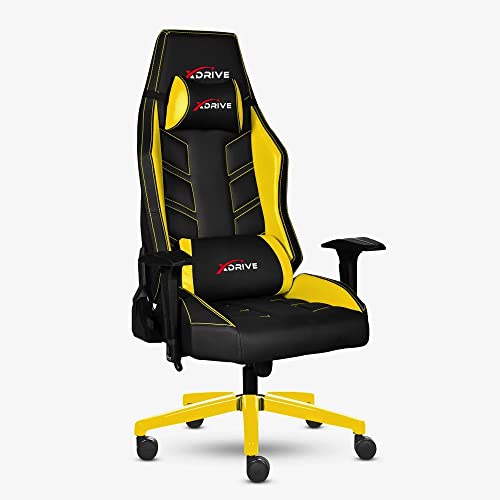 xDrive MAGAMECH100037 Gaming Chair, Faux Leather, Yellow, Black, One Size Cover