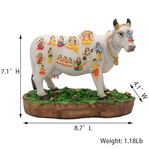 Estatua India Kamadhenu Dios Vaca 8.7 in Polystone miniatura 5