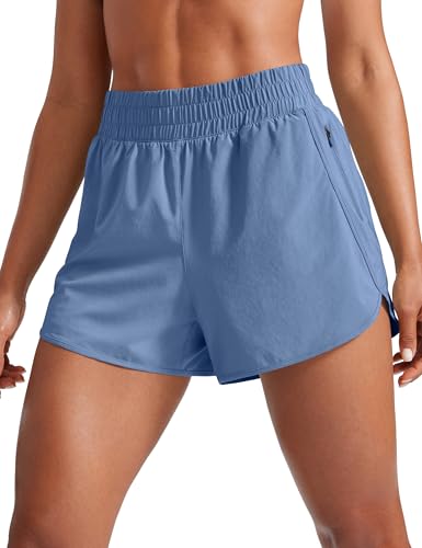 Image of CRZ YOGA Dolphin Athletic Shorts 3 inch | High Waisted, Mesh Liner, Quick Dry, Lightweight, A Zip Pocket, for Women