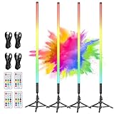 4 Pack 4ft Portable Battery Powered Tube Light 120cm Handheld LED RGB Lights Tube with Tripods, 500 Vivid Effects for Video and Photography,Light Painting,YouTube,Video and Dance Club