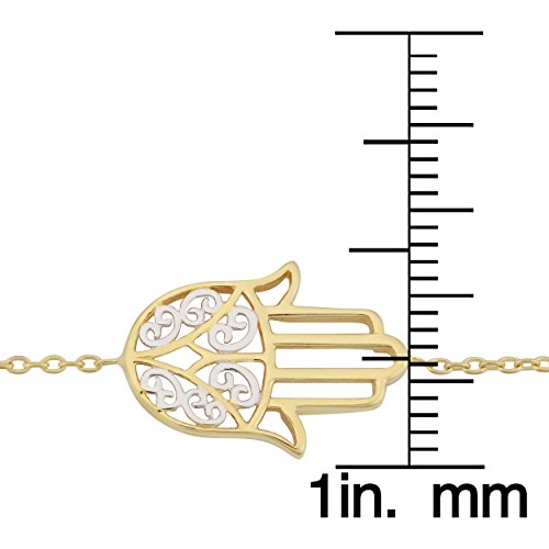 Kooljewelry 14k Two-tone Gold High Polish Filigree Hamsa Bracelet (7.25 inch)3