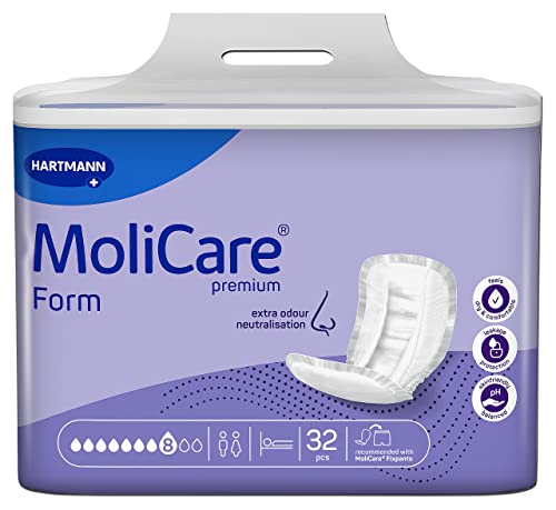 Molicare Premium Form 8 Tropfen, für schwere Inkontinenz: maximale Sicherheit, extra Auslaufschutz und Diskretion für Frauen und Männer, zu verwenden mit MoliCare Premium Fixpants, 32 Stück