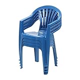 ガーデンチェア 屋外 4脚セット UVカット プラスチックチェア 軽量 スタッキング ポリプロピレン PP gchairb204set (ブルー)