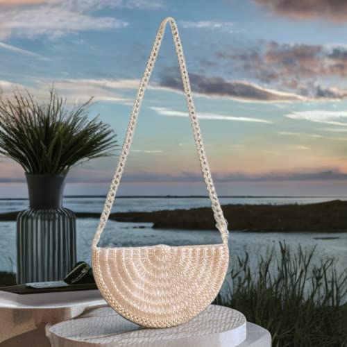 Tipsy Closet Vintage Elegant Hand-Crafted Pearl Beaded Stylish Bridal Purses Evening Clutch Bag For Women's & Girls (White) (Pack of 1) - Image 6