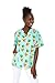 Hawaiian Print Cotton 2 Pockets Scrub Top in Pineapple Skull Turquoise M