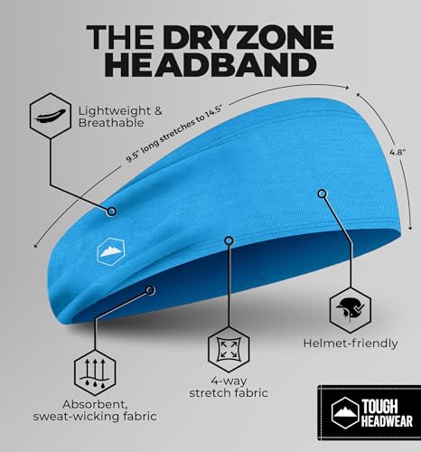 Image of Tough Headwear Tough Outfitters Headband for Men - Mens Headbands - Working Out Sports Performance Head Bands - Athletic Cycling Running Sweat Band, Football Headbands - Sweat Bands Men /Women