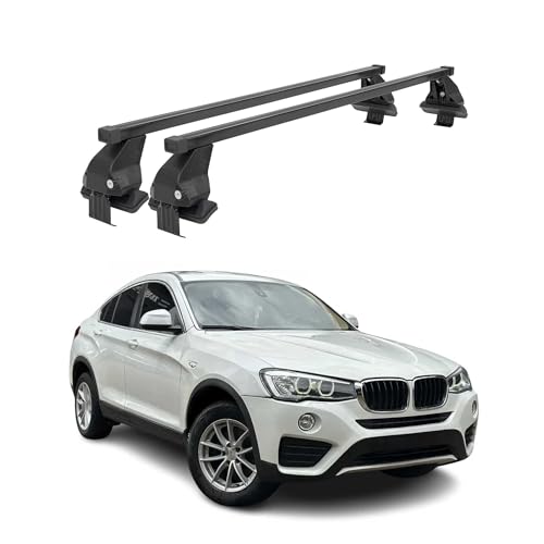 Barres de toit sécurisées contre le vol pour BMW X4 F26 avec fixations en acier noir