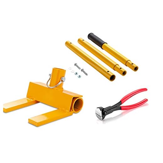 Pallet Buster Deluxe with Nail Cutting Pliers | 41" Collapsible Handle - Deck Wrecker - Best Wrecking Bar for Breaking Pallets - Steel Head - 2 Secure Locking Pins - Yellow - Molomax