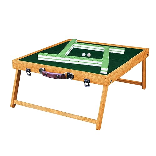 Table de mahjong pliable et carrée avec tapis vert pour 4 joueurs