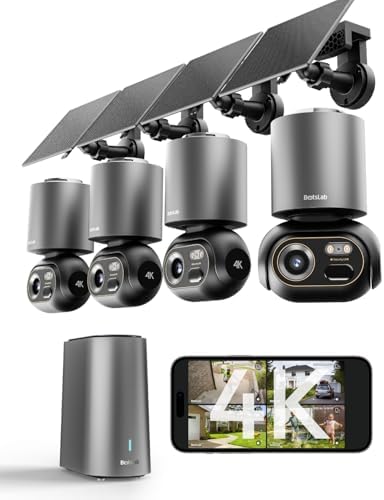 BOTSLAB 4K Security Cameras Wireless Outdoor, 4 Cam-Kit, Solar Ca...