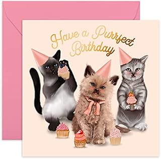 Cat Birthday Card for Her - 'Purrfect Birthday' - by Central 23
