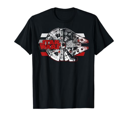T-shirt Millennium Falcon Star Wars sérigraphie rouge et blanche Last Jedi