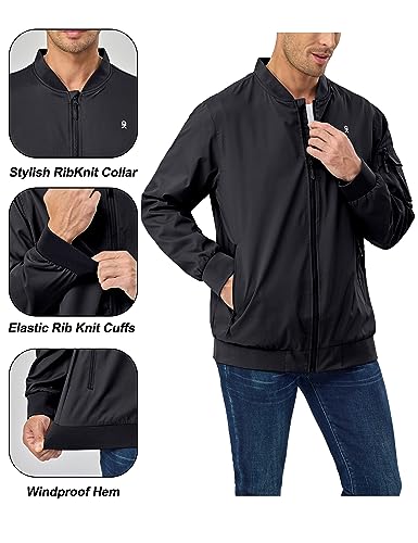 Image of Little Donkey Andy Men's Lightweight Bomber Jacket Causal Fashion Flight Windbreaker Fall Spring Outdoor Coat