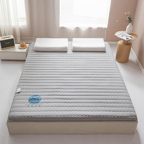 日本のフロアマットレス布団マットレスクイーンサイズ、日本の畳スリーピングパッドツインフルクイーンキングサイズベッド滑り止め底付き、厚い折りたたみスリーピングパッド フロアラウンジャーゲストベッド (Color : Gray, Size : 200x220x