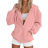 Design: Dieser Kapuzenpulli in Übergröße besticht durch sein modernes Design mit einer schmeichelhaften Silhouette, die eine Sanduhr-Figur betont und gleichzeitig viel Platz für Komfort bietet. Der durchgehende Reißverschluss ermöglicht ein einfaches An- und Ausziehen, und die verstellbare Kapuze mit Kordelzug sorgt für Vielseitigkeit bei verschiedenen Looks.