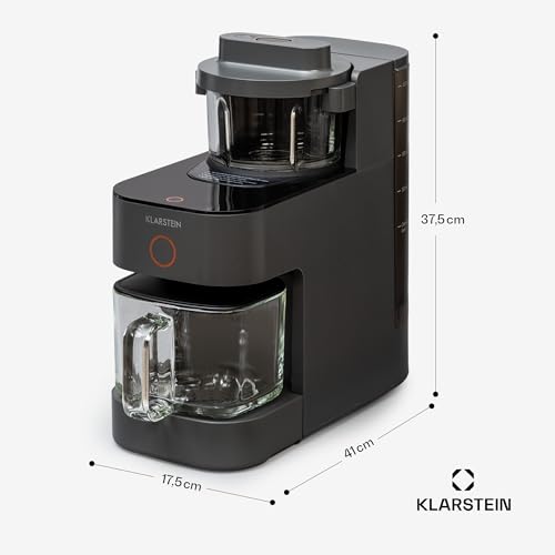 Klarstein Blender, Stand Mixer with 300W Motor & 1250W Heating, High-Performance Plant Milk Maker, 360° Heating, 30,000 RPM, Touchscreen, Black