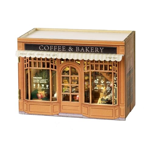 Kit de maison miniature en bois à fabriquer soi-même modèle café