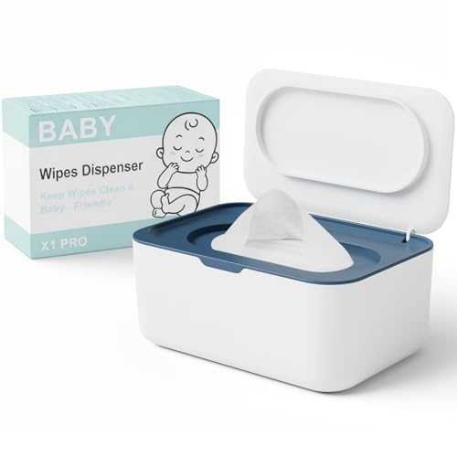 Image of Wipes Dispenser, Wipe Holder for Baby & Adult, Seposeve Refillable Wipe Container, Keeps Wipes Fresh, One-Handed Operation. Non-Slip, Easy Open/Close Wipes Pouch Case, Blue