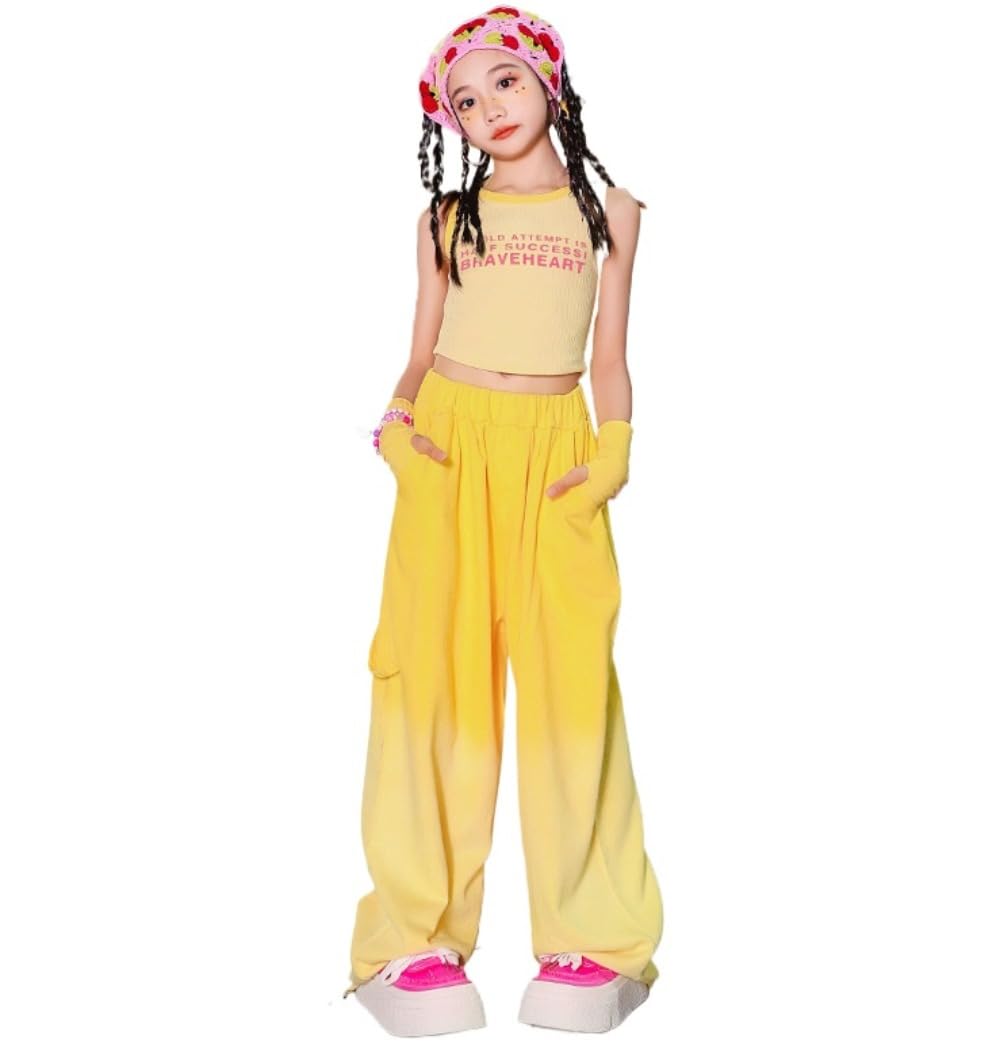 美品　DRAGON DANCE フード付きベスト イエロー Amazon.co.jp: へそ出し タンクトップ 黄色 イエロー キッズ