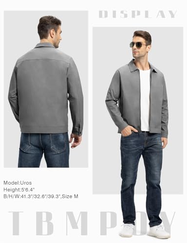 Image of TBMPOY Mens Lightweight Jackets Light Windbreaker Full Zip Casual Work Jacket Golf Business Fall Track Coat with Pockets