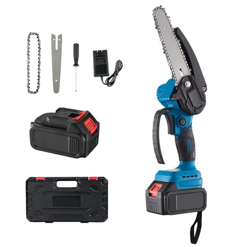 Motosierra Eléctrica 6 Pulgadas Motosierra Bateria Pequeña para Podar Árboles de Jardinería y Madera