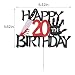 Verherer Black Glitter Killer Happy 20th Birthday Cake Topper, Cheers to 20 Years Horror Blood Knife,Have a Killer Birthday/Level 20 Unlocked, Halloween Cake Decorations Supplies