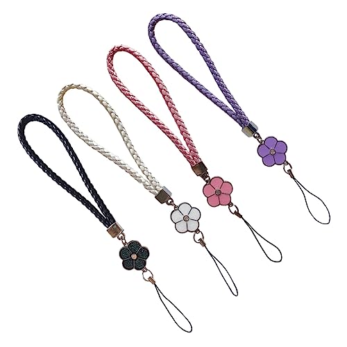 Lanières tressées pour téléphone portable anti-chute avec porte-clé en cuir PU