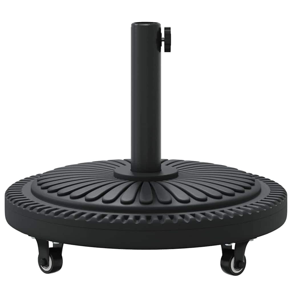 Base de sombrilla Art Deco Negro Ø 45 x 39,5 cm de hierro y polietileno, diseño circular con ancho ajustable, relleno de hormigón y 4 ruedas incluyendo 2 bloqueables para estabilidad
