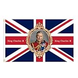 Drapeau du roi Charles III, drapeaux Union Jack 3'x5 'décorations britanniques, longue vie au roi célèbre les nouveaux drapeaux du roi Charles Charles III