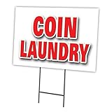 Coin Laundry 12'x16' Yard Sign & Stake | Advertise Your Business | Stake Included Image On Front Only | Made in The USA