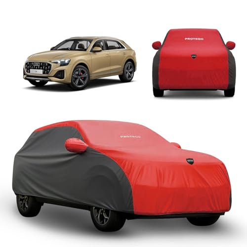 Image of PROTEGO Prime Series India's 1st Anti-Tear Car Cover for Audi Q8 | Heavy-Duty, Custom Fit, All Weather Protection | 100% Waterproof, Windproof & Hail Resistant | 2-Year Warranty | Red + Black