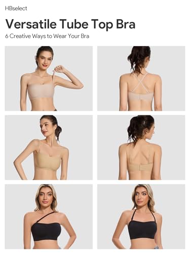 HBselect Strapless Bras for Women Non-Slip Padded Bandeau Bra, Wireless Tube Top Bra Seamless for Large Bust4
